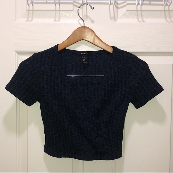 Forever 21 Tops - Forever 21 Dark Blue Textured Crop Top